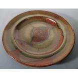 Ray FINCH (British 1914-2012) stoneware platter for Winchcombe Pottery, in rust and celadon