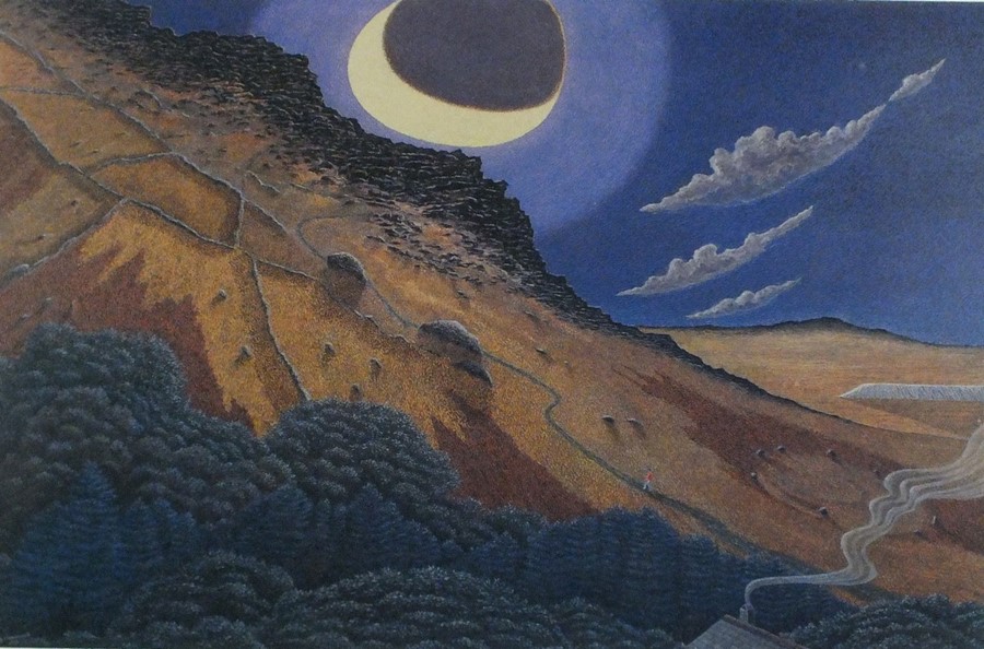 Brian HANSCOMB (British b. 1944) Moon over Garrow Tor, Lithograph, Signed, titled and numbered 320/