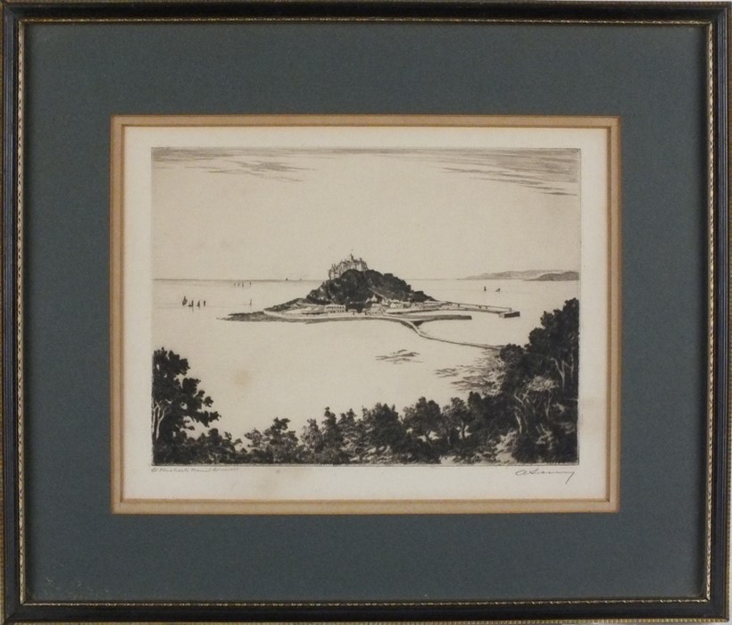 Edgar James MAYBERY (aka A SIMES) (British 1887-1964) St Michaels Mount - Cornwall, Steel engraving, - Image 2 of 6