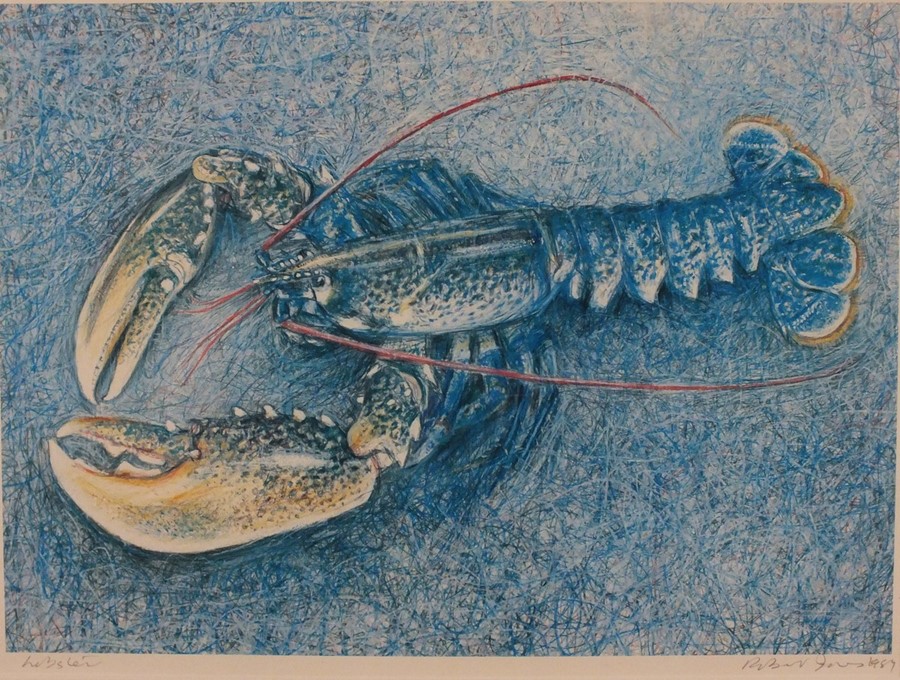 Robert JONES (British b. 1943) Lobster, Coloured print, Signed, titled and dated 1989 in pencil