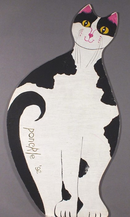 Ponckle FLETCHER (British 1934-2012) Cat Dummy-board, Acrylic on board, Signed and dated '92 lower