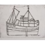Reginald James LLOYD (British 1926-2020) Penzance Fishing Vessel Low Tide, Engraving, Signed,
