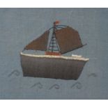 Carole GREEN (British 20th/21th Century)  The Boat with Brown Sails, Textile, Signed and dated '98