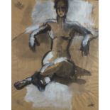 Judy WILLOUGHBY (British 20th/21st Century) Seated Nude Study, Watercolour on brown wrapping