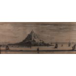 Samuel & Nathaniel BUCK (1696-1779) South West Prospect of St Michael's Mount, Engraving, 13" x 31.