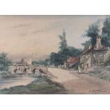 Edward BLAXLAND (British 19th/20th Century) Eashing Bridge Surrey, Watercolour, Signed lower