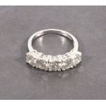 A five stone diamond ring, claw set in 18ct white gold, total weight 2.85ct