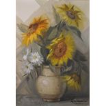 Beppe GRIMANI (Italian 1911-1998) Sunflowers, Oil on canvas, Signed lower right, gallery label
