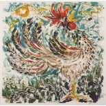 Ian DUNLOP (American b. 1945) Cockerel, Oil on paper, Signed in pencil lower right, 9.75" x 9.75" (