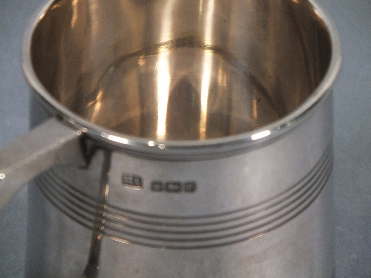 A silver christening mug, Sheffield 1907, Henry Atkin, of tapering cylindrical form, base - Image 2 of 2