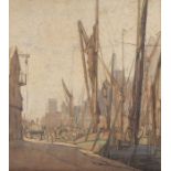 B SKOW (20th Century)  Sailing Vessels Quayside, Watercolour, Signed and dated 1927, 11" x 9.75" (