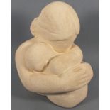 Theresa GILDER (British b. 1935) Mother & Baby, Bath stone, Signed with initials to base, 12.25" (