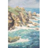 Attributed to George Turland GOOSEY (British 1877-1947) Cornish Coast - possibly Botallack, Oil on