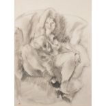 British 20th/21st Century Lady in an Armchair, Pencil on paper, Indistinctly signed and titled