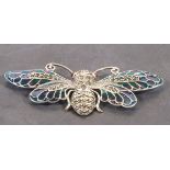 A silver plique-a-jour brooch modelled in the form of a moth