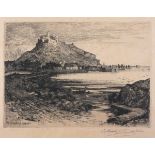 ** WAIKINS (19th/20th Century) St Michael's Mount, Engraving, Signed in pencil lower right, 6.25"