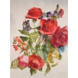 British 20th Century Still Life with Roses, Watercolour, Indistinctly signed and dated lower