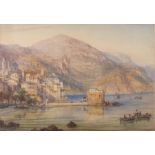 18th/19th Century Italianate Lakeside Town, Watercolour, Indistinctly signed lower right, 9.5" x
