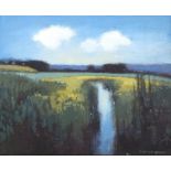 Lynne E WINDSOR (British b. 1953) Spring Meadows, Oil on panel, Signed lower right, signed and