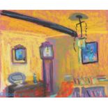 David GOODMAN (British 20th/21st Century) Interior with Longcase Clock, Pastel on paper, Signed