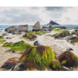 Elaine OXTOBY (British b. 1957) Low Tide, Oil on board, Signed lower right, titled verso, 10" x
