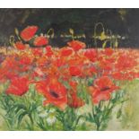 Jennifer CRACKNELL (British 20th Century) Poppies at Newlyn, Oil on board, Signed with initials