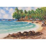 I. LEW (20th / 21st Century) Cobblers Cove, Speightown Barbados, Watercolour, Signed and dated