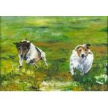 Mike MOORE (British b. 1950) Russell Run - two Parson's Jack Russell dogs, Oil on board, Signed,