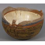 Pamela SMITH (British 1938) Pottery bowl, grey speckled glazed interior, impressed mark to rim and