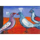 Janet LYNCH (British b. 1938) Three New Mexican Birds I, Acrylic on canvas, titled, signed and dated