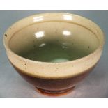 Gwyn Hanssen PIGOTT (British 1935-2013) Stoneware bowl with mottled grey glazed interior and brown