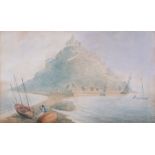 English School 18th/19th Century St Michael's Mount Low Tide, Watercolour, 9.75" x 16.5" (25cm x