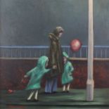 Julian DYSON (British 1936-2003) Twins with Balloons, Oil on canvas, Signed and dated 3/'81 lower