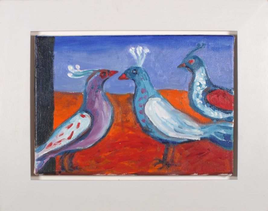 Janet LYNCH (British b. 1938) Three New Mexican Birds I, Acrylic on canvas, titled, signed and dated - Image 2 of 3