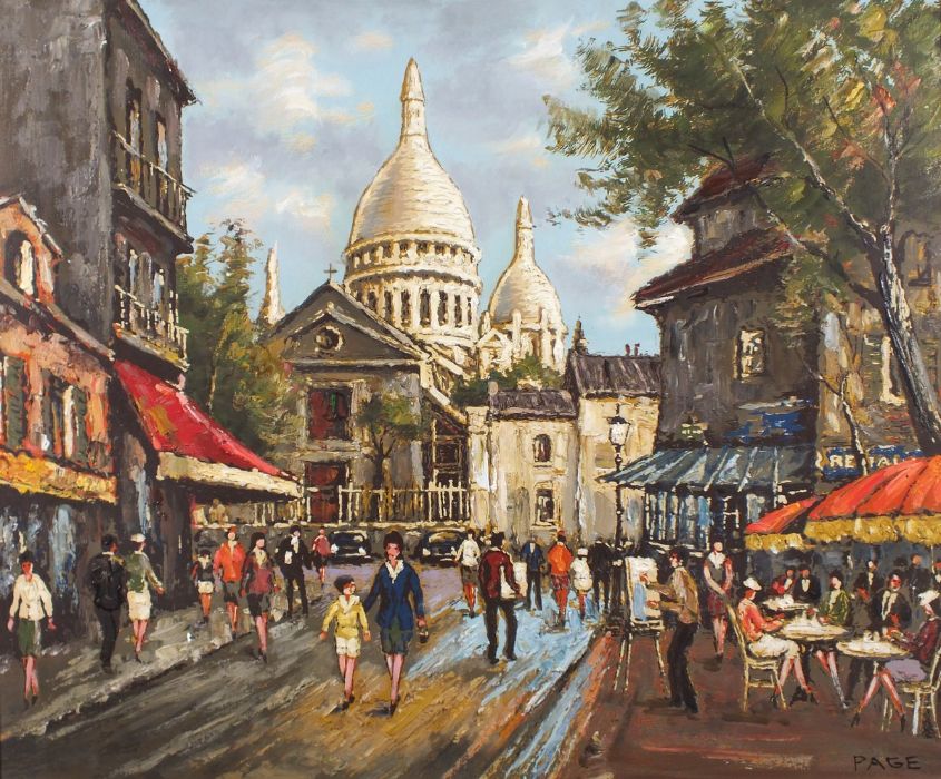PAGE (20th/21st Century) Montmatre, Oil on canvas, Signed lower right, 20.75" x 24.75" (53cm x