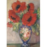 Winifred BROCKLEBANK (British 1893-1963) Poppies in a Vase, Watercolour, Signed lower right, 21" x