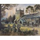 Richard SLATER (British b. 1927) St Ernie Church, Watercolour, Signed lower left, 10.25" x 13" (26cm