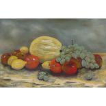 J BENGE (British 20th Century) Healthy Eating! - still life of fruit, Pastel on paper, Signed