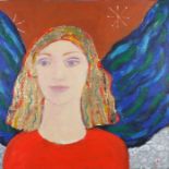 Janet LYNCH (British b. 1938) Angel with Dark Wings, Oil on canvas, Signed with initials lower