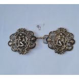 Ornate silver belt buckle 26g