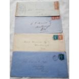 GB - Covers 1d Red - prs on 2 covers plus 2d Blue, 2d (PL9) 1d Red pl88