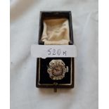 A unusual marcasite ring watch in antique ring box