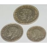 Shilling, sixpence and threepence 1934 EF uncirculated