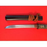 Antique Japanese Yorio Doshi shaped Tanto - Unsigned - Blade length Circa 22cm