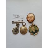 Two lockets - a cameo & a loose cameo