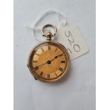 A ladies fob watch with gold coloured dial