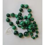 A graduated malachite bead necklace