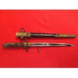 Japanese IJN Tanto - Bohi onb oth sides - Locking mechanism works - blade length circa 22.5cm