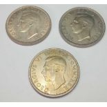 Halfcrowns 1944, 1947 and 1948 - uncirculated