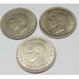 Three florins 1942, 1943, 1951 - uncirculated